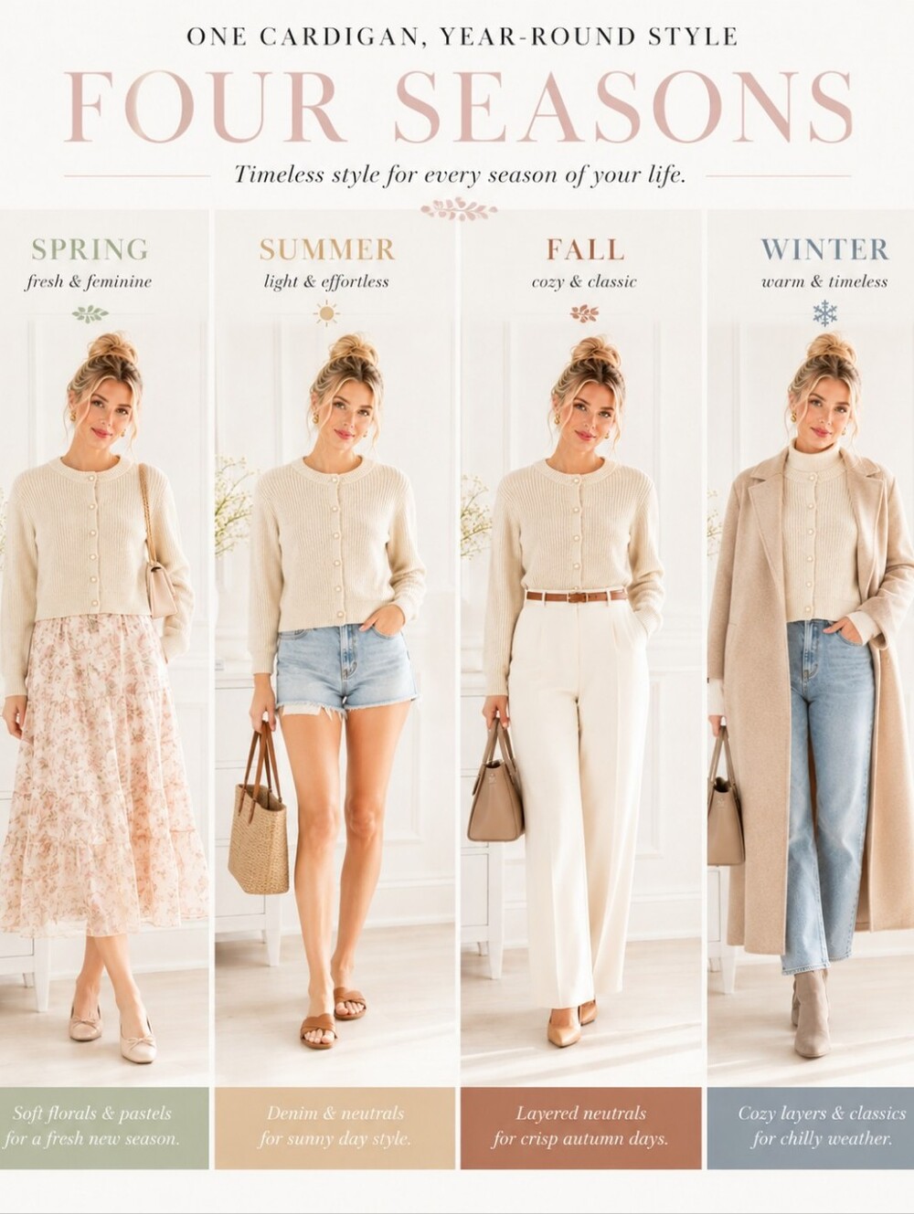 Jessica Simpson Cream Pearl Button Cropped Cardigan Size M | Rib Knit Sweater - Picture 4 of 11